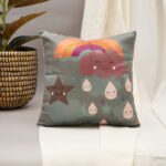 Green Cloudy Smiles Cushion Cover