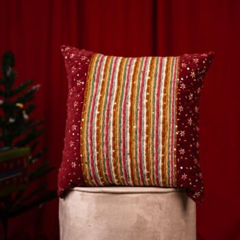 Crimson Stripes Cushion Cover
