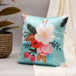 Floral Bliss Aqua Cushion Cover