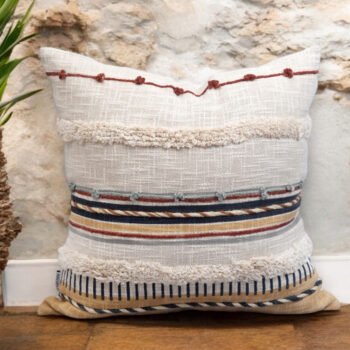 Rustic Striped Block Printed Cushion Cover