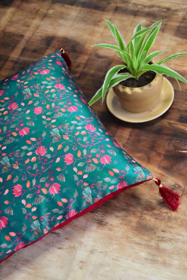 Green Floral Cushion Cover - Image 3