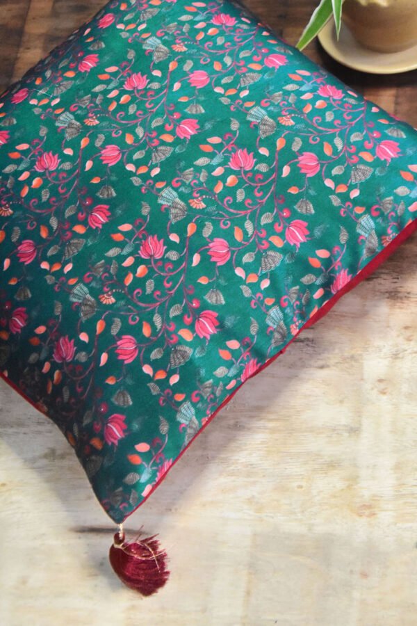 Green Floral Cushion Cover - Image 2