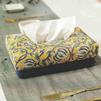 Yellowy Hand Woven Tissue Box