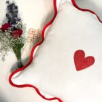Red Heart Block Printed on Cotton Cushion Cover