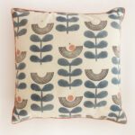 Mid Modern Floral Block Printed Cotton Cushion Cover