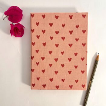 Red Hearts Handcrafted A5 Diary Journal Notebook