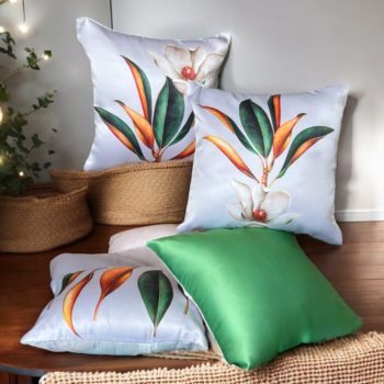 Handblock Tulip Print Cotton Cushion Covers (Set of 4)