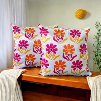 Multicolour Microfiber Satin Pillow Covers (Set of 2)
