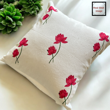 Handblock Lotus Print Cotton Cushion Covers (Set of 4)