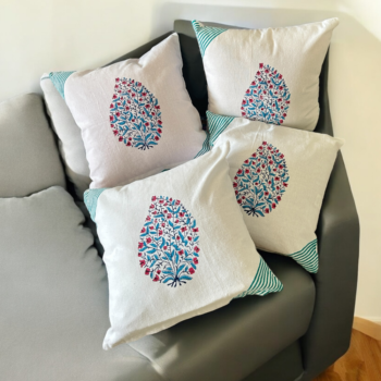 Handblock Motif Print Cotton Cushion Covers (Set of 4)