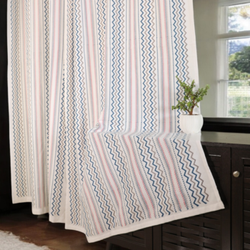 Zigzag Design Handblock Cotton Door Curtains 7x4 Feet (Set of 2)