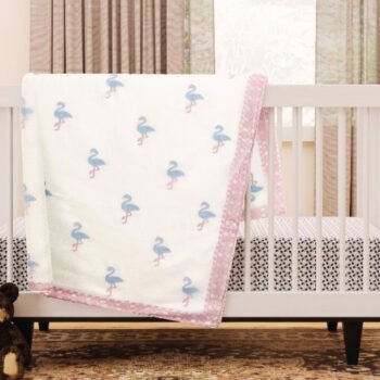 White Flamingo Design Cotton Blanket
