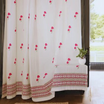 Lotus Design Handblock Cotton Door Curtains 7x4 Feet (Set of 2)