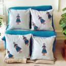 Handblock Traditional Doll Print Cotton Cushion Covers (Set of 4)