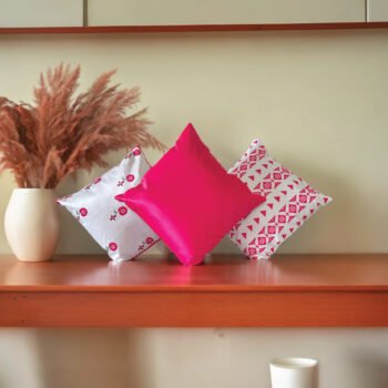 Pink Muslin Cushion Covers (Set of 3)