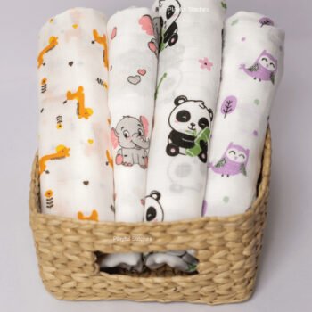 100% Muslin Swaddle For Baby (Set of 4)