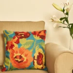 Turquoise Blue Floral Cushion Cover