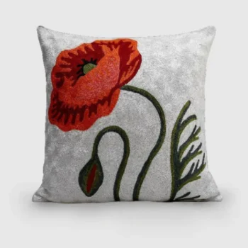 Pretty Poppy Embroidered Cushion Cover