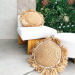 Raffia Fringe Shell Round Cushion With Filling