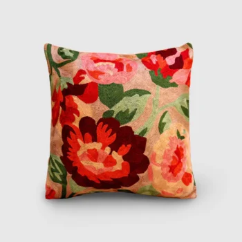 Peach Love Embroidered Cushion Cover