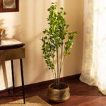 Faux Schefflara Plant with Black Plastic Pot