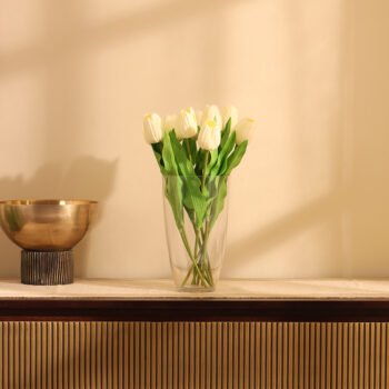 White Tulip Faux Flower Sticks (Set of 5)