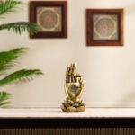 Golden Buddha Lotus Palm Figurine