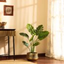 Faux Monstera Plant with Black Plastic Pot