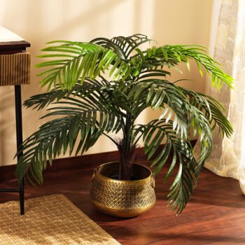 Faux Areca Palm Plant (Model A) with Black Plastic Pot