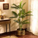 Faux Coastal Areca Palm Plant with Black Plastic Pot