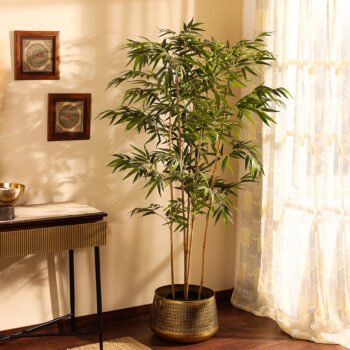 Faux Bamboo Plant with Black Plastic Pot