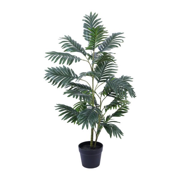 Faux Areca Palm Plant (Model B) with Black Plastic Pot - Image 2