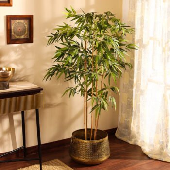 Faux Bamboo Plant with Black Plastic Pot
