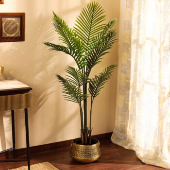 Faux Lush Areca Palm Plant with Black Plastic Pot