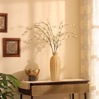 White Cherry Blossom Single Faux Flower Stick