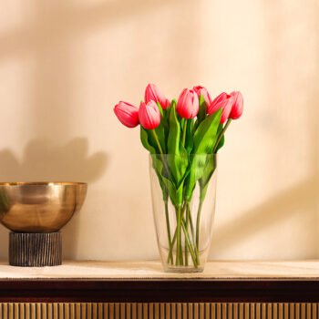 Pink Tulip Faux Flower Sticks (Set of 5)