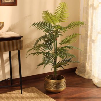 Faux Areca Palm Plant with Black Plastic Pot