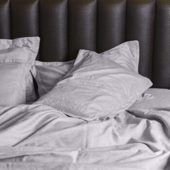 Cool Gray Bella Jacquard King Flat Sheet Set | 2 Pillow Covers