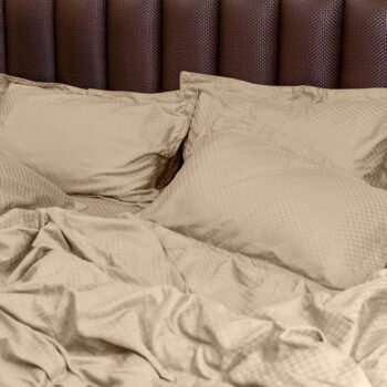 Champagne Grid Jacquard King Flat Sheet Set | 2 Pillow Covers