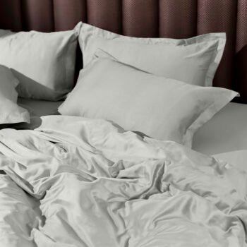 Cool Gray Solid 100% Organic Cotton King Flat Sheet Set | 2 Pillow Covers