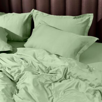 Sage Green Solid 100% Organic Cotton King Flat Sheet Set | 2 Pillow Covers