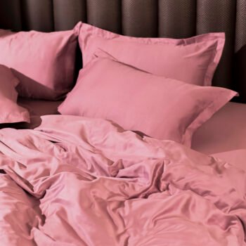 Dusty Rose Pink Solid 100% Organic Cotton King Flat Sheet Set | 2 Pillow Covers
