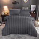 Dark Grey 300 TC Elysian Sateen Stripes Pure Cotton King Bedsheet Set