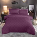 Wine 300 TC Mossaic Checks King Bedsheet | 2 Embroidered Pillow Covers
