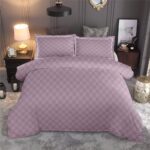 Pink 300 TC Mossaic Checks King Bedsheet | 2 Embroidered Pillow Covers