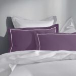 Purple 300 TC Pure Cotton Solid Greek Embroidered Pillow Cover Set
