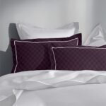 Wine 300 TC Pure Cotton Checkered Greek Embroidered Pillow Cover Set