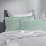 Olive 300 TC Pure Cotton Checkered Greek Embroidered Pillow Cover Set