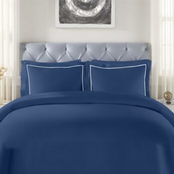 Mediterranean Blue 250 TC King Elegance Bedsheet | 2 Embroidered Pillow Covers