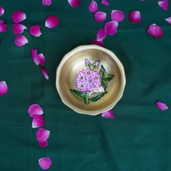 Handpainted Gulabi Bloom Brass Bowl